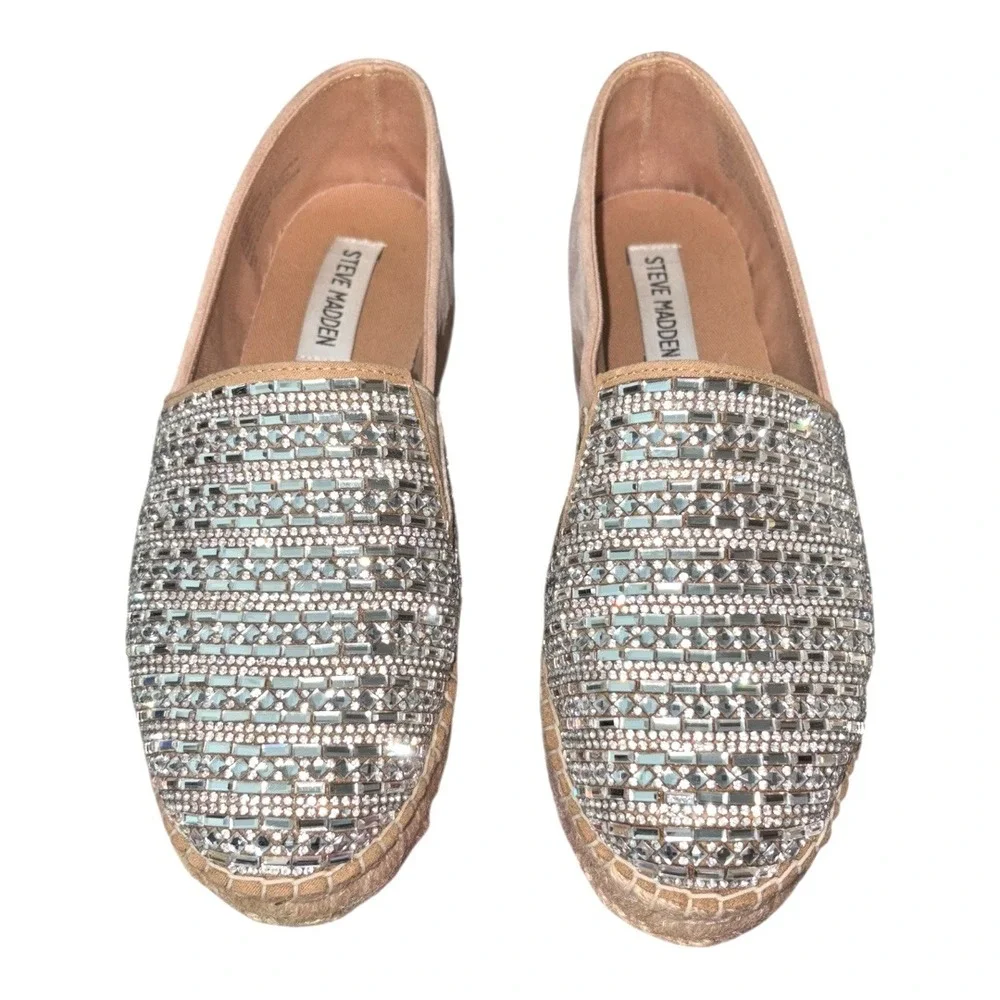 Steve Madden 7.5 Proud‎ Embellished Bling Espadrilles shoes Excellent!